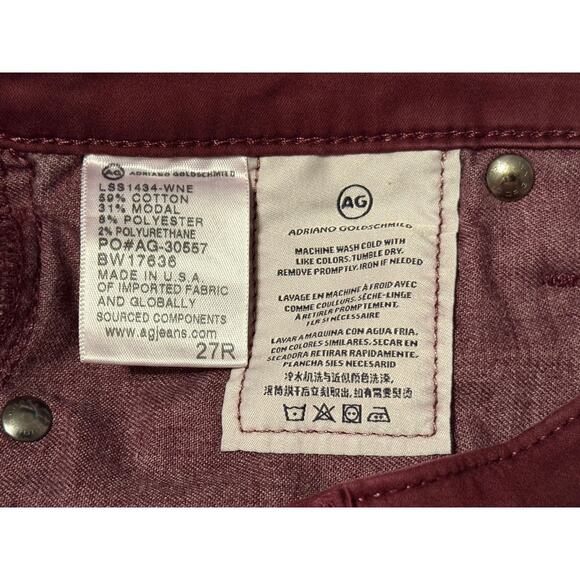 Adriano Goldschmied The Prima Burgundy Jeans, Size 27R - Picture 5 of 5